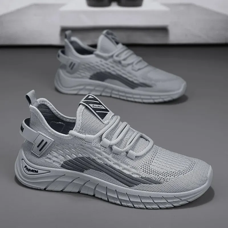 Men's Shoes In Spring And Summer Breathable Mesh Fly Knit Sports Shoes Trendy And Versatile Lightweight Soft Soled Running Shoes 4