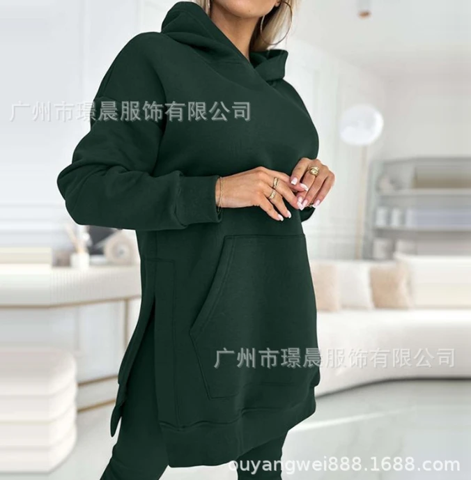 Women's Tracksuit 2024 Long Sleeve Loose Oversized Hooded Sweatshirts Pullover + Elastic Waist Trousers Pants Two Piece Set