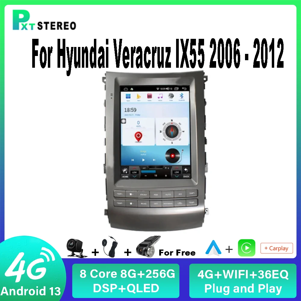 

PXTON Car Radio For Hyundai Veracruz IX55 2006 - 2012 Carplay Auto Android Stereo Tesla Screen Multimedia Player 8G 256G 4G GPS