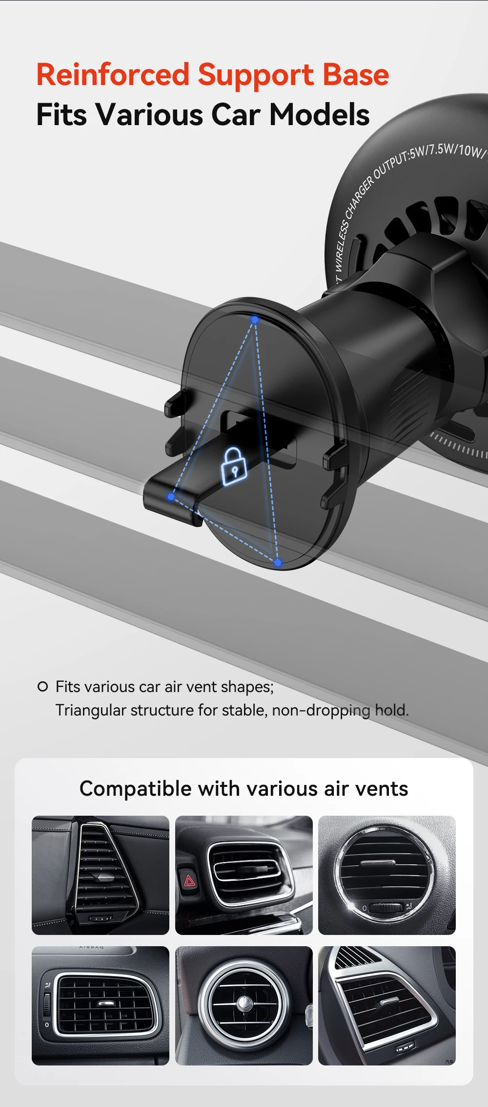 Magnetic Wireless Charger Car Phone Holder 15W Fast Charging Wireless Car Charge