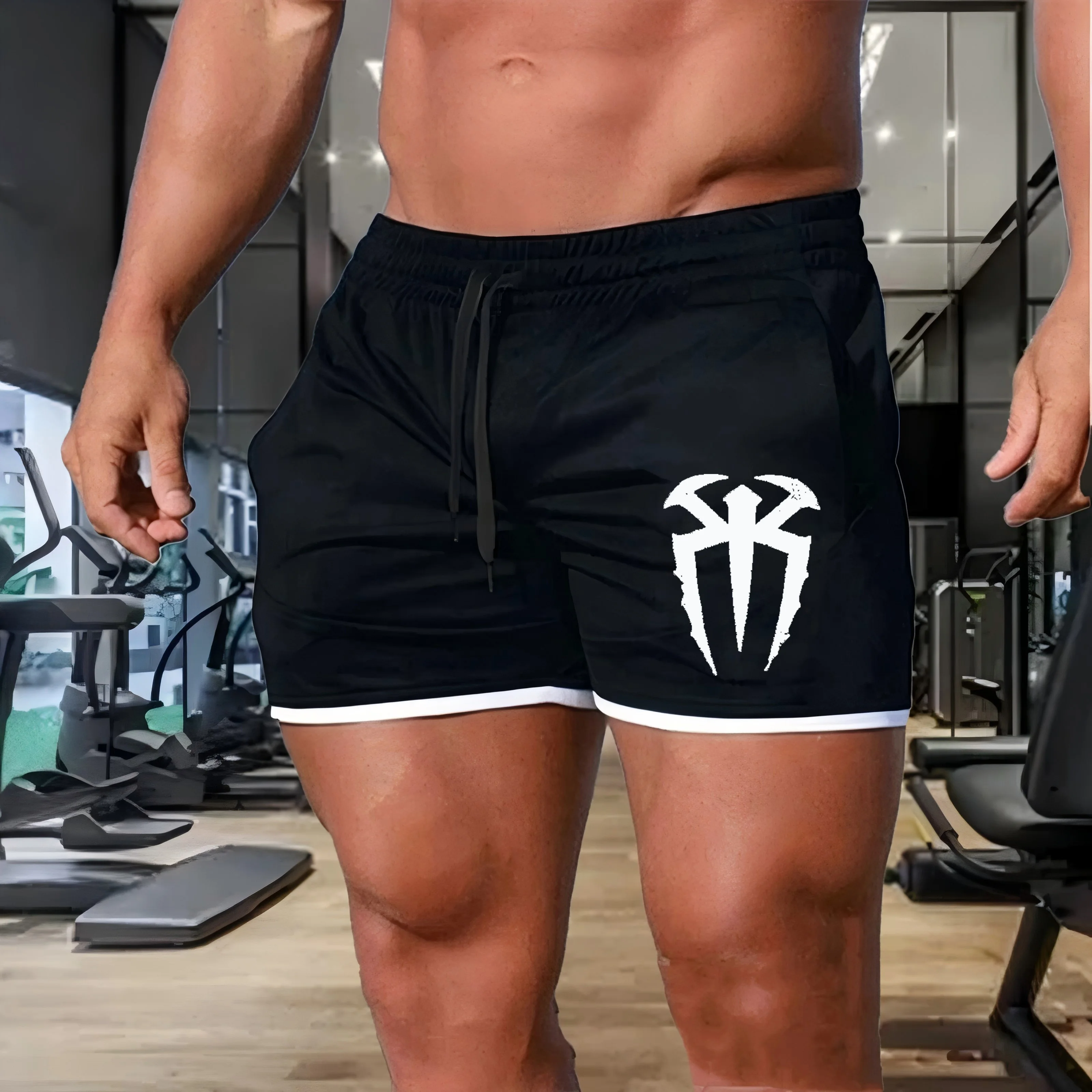 Men's casual shorts with spider print, lightweight summer running sweatpants, fashionable and versatile 2
