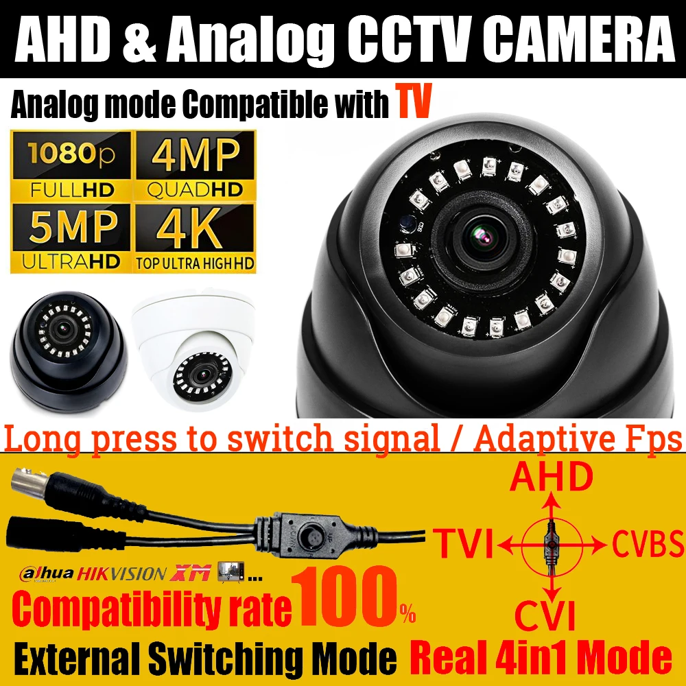 Hk/Dh/Xm Compatibile Laser Led 4Mp/5Mp/4K 1080P Ultra Ahd Dome Camera Cctv Tvi/Cvi/Analog 4 In1 Osd Menu Monitor Digitale Hd Per Interni