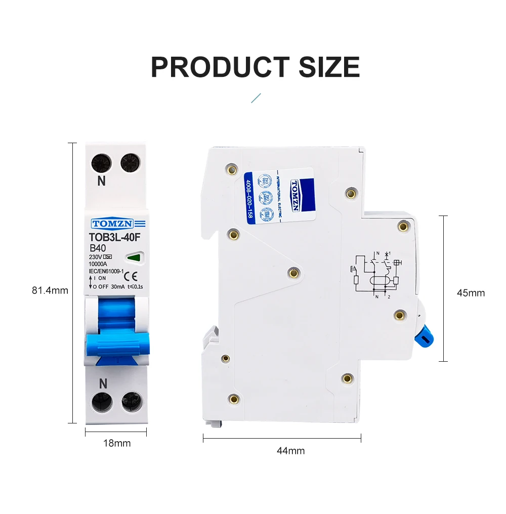 A type B curve RCBO 1P+N 10KA Residual current differential automatic Circuit br