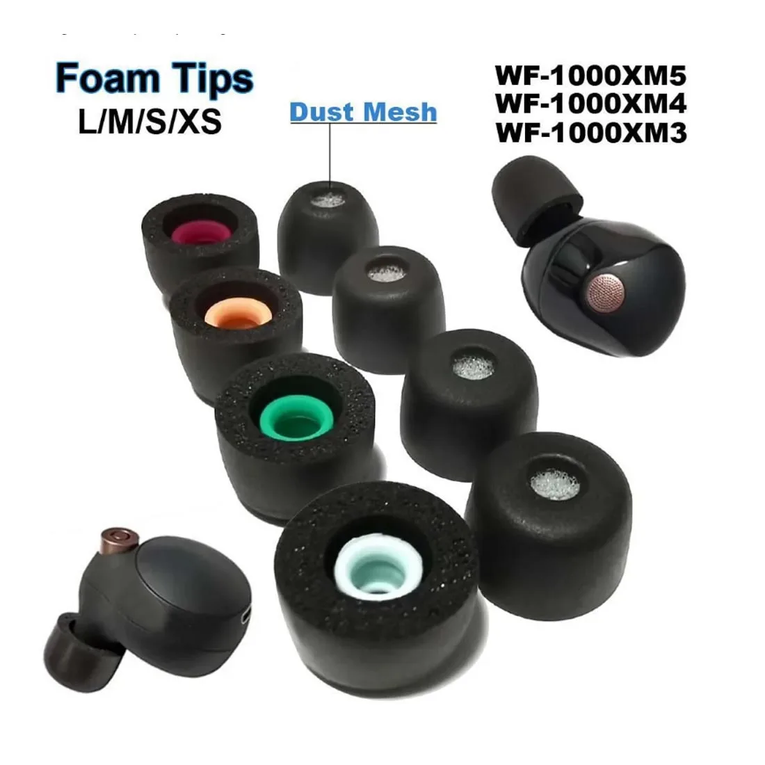  WF-1000XM5 WF-1000XM4 WF-1000XM3 이어팁 미끄럼 방지 이어폰 귀마개용 교체용 메모리 폼 이어 팁 쿠션 이어..