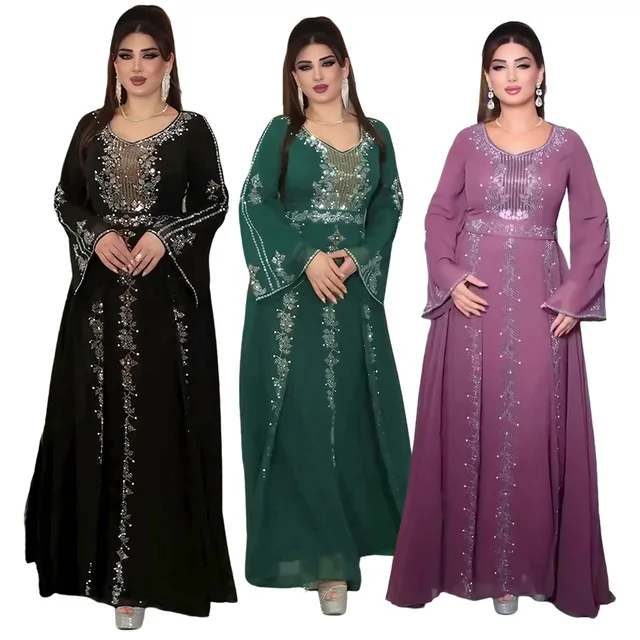 2025 Abayas pour femmes dubaï luxe africain musulman Robe de mode Caftan Marocain robes de soirée Boubou Robe Djellaba Femme 1