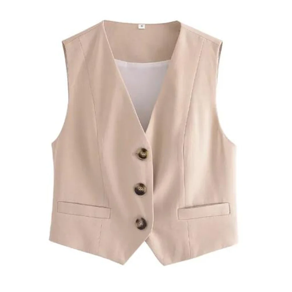 Single Breasted Vests for Women Office V-Neck Sleeveless Jacket Casual Loose Waistcoat Summer Clothing Coats Jackets Women's