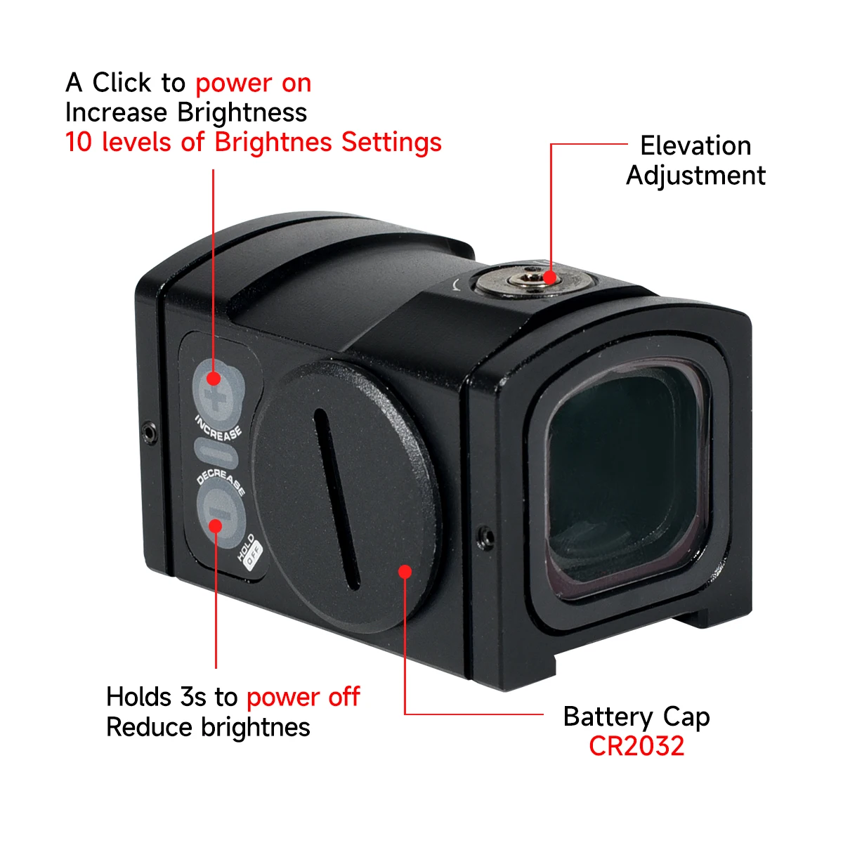 P-2 Red Dot Reflex Sight 3.5 MOA Optics Riflescope Collimator Reflex Sight for 20mm Rail Hunting Airsoft Pistol Glock 17 19