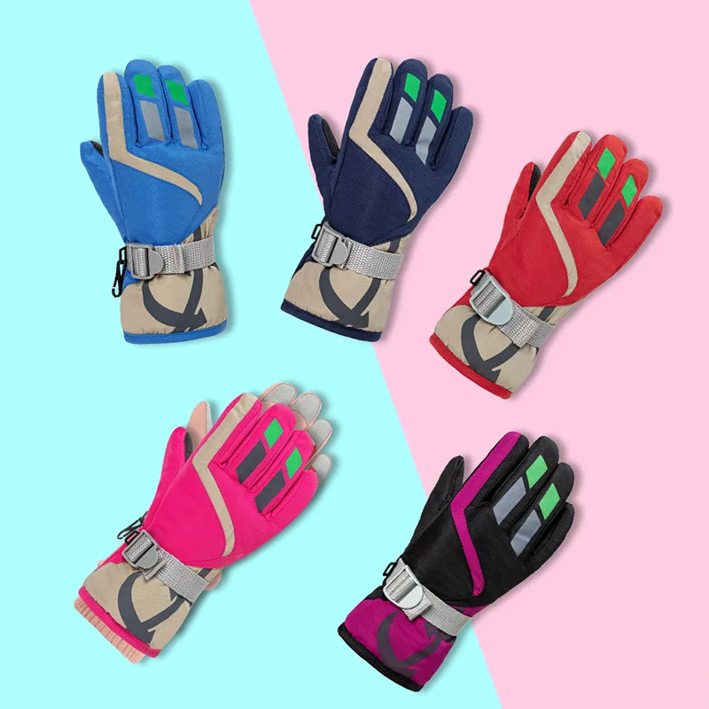 Kids Ski Snow Gloves Waterproof Warm Winter 4-15 Years Old Ski Gloves kids gloves