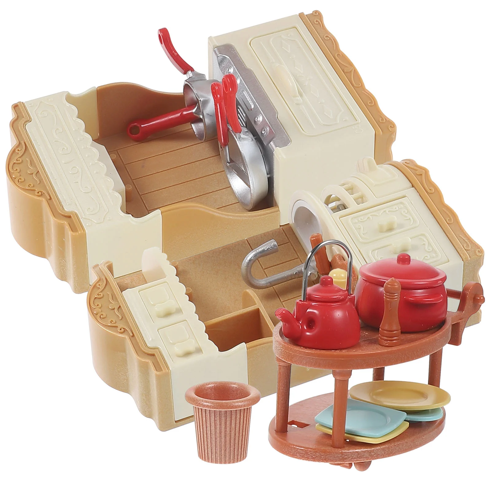 

Dollhouse Kitchen Cabinet Set Decoration for Home Gas Stoves Furnishings Plastic