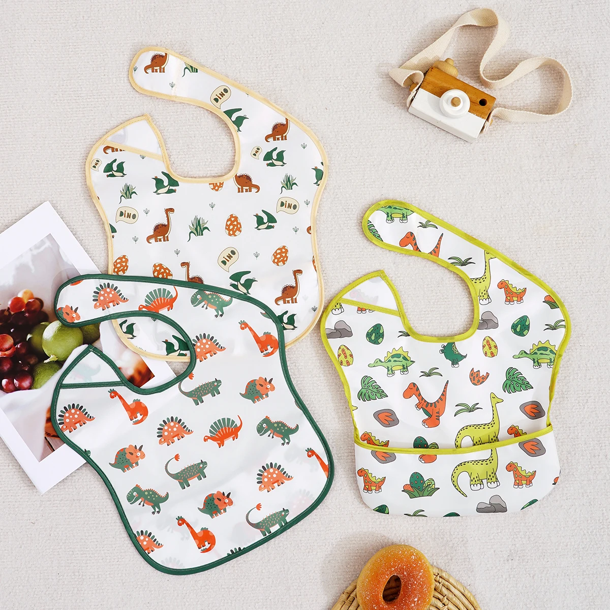 جديد لطيف 3 قطعة مجموعة مقاوم للماء الطفل أكمام تغذية مريلة موضة غطاء كامل الجسم الوليد ملابس التجشؤ