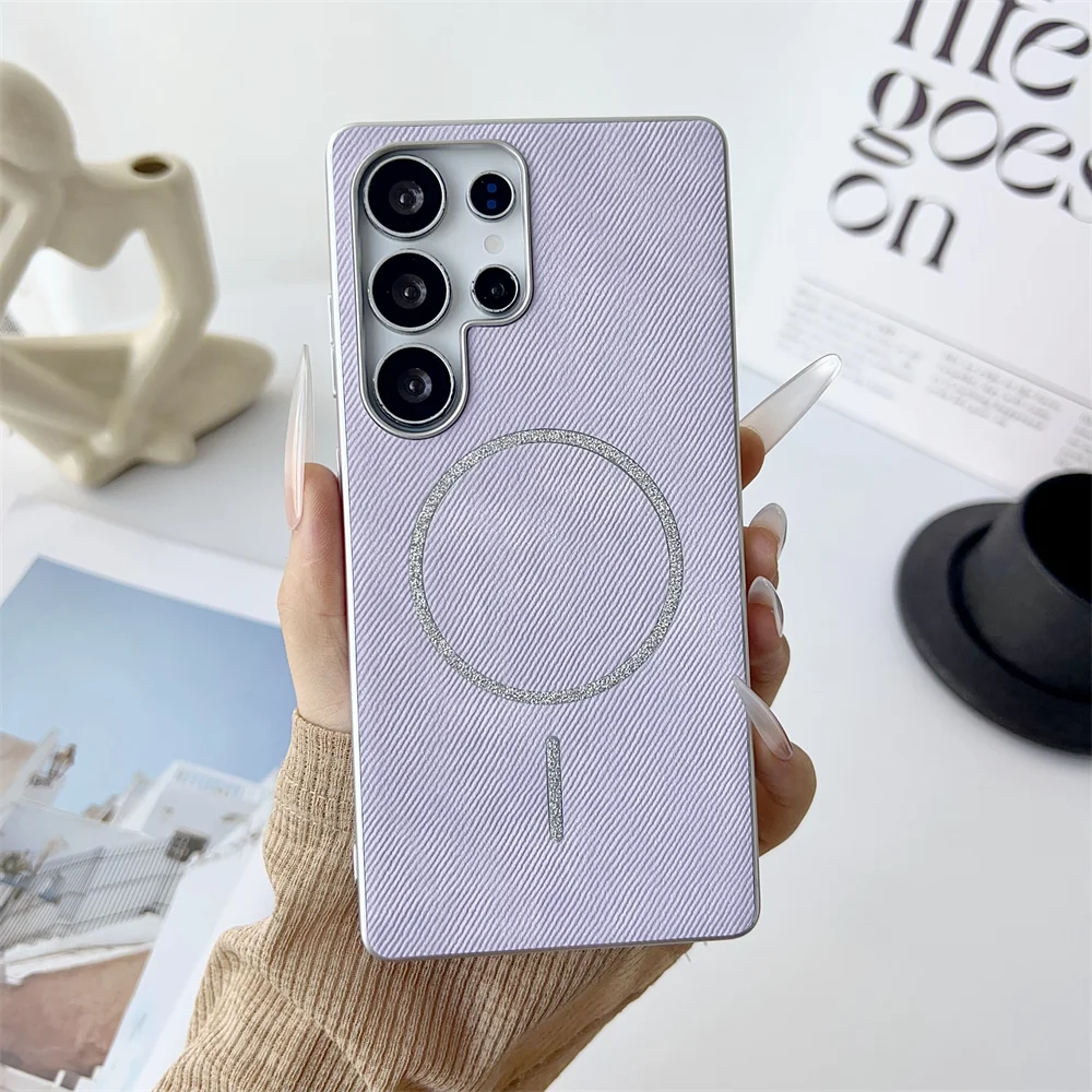 Trendy Solid Color Denim Phone Case with Magsafe Compatibility & Shockproof Protection