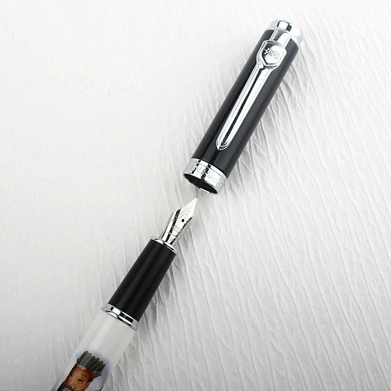 Jinhao 세라믹 만년필 금속 실버 클립 잉킹 펜, 0.5mm 미세 펜촉, 학교 사무용품 문구류