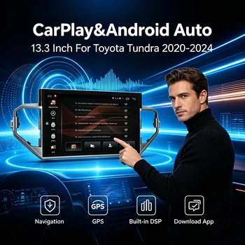 Autoradio CarPlay Android 13 da 13.3 Pollici per Toyota Tundra Sequoia 2020-2024, Lettore Multimediale GPS con Schermo Touch e Unità di Controllo