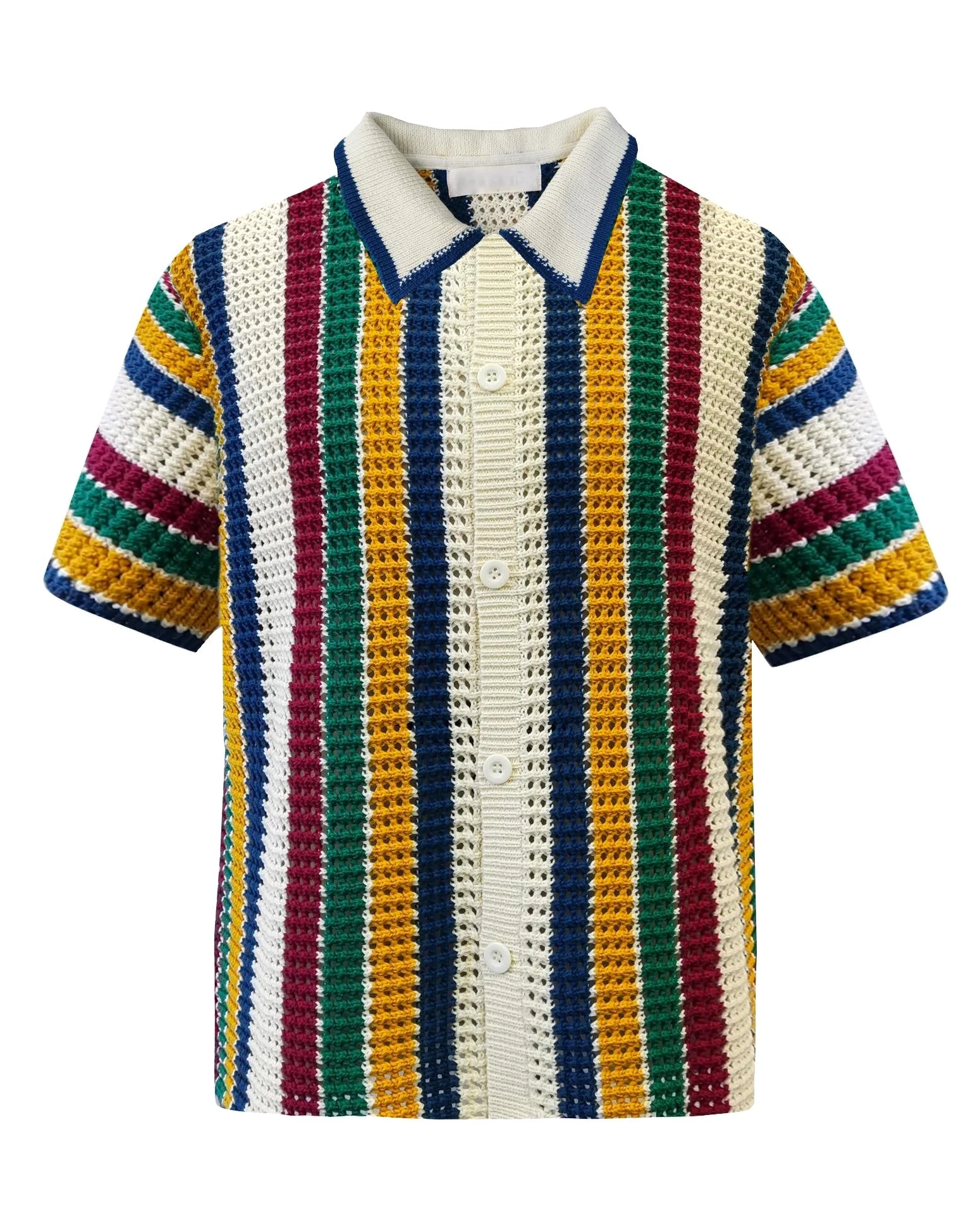 

Biggmans S-XL Men's Multicolor Vertical Stripes Knit Button Down Shirt Top