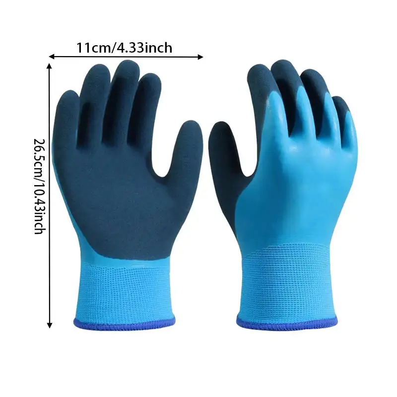 Thickened Plush Warm Fully Rubber Waterproof Work Gloves for Cold Storage Fishing Aquatic Products Frosted Labor Protection