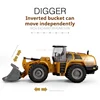 New 583 Alloy Engineering Vehicle Remote Control Shovel Hydraulic Bulldozer Professional Bulldozer Electric Toy Loading Vehicle 5