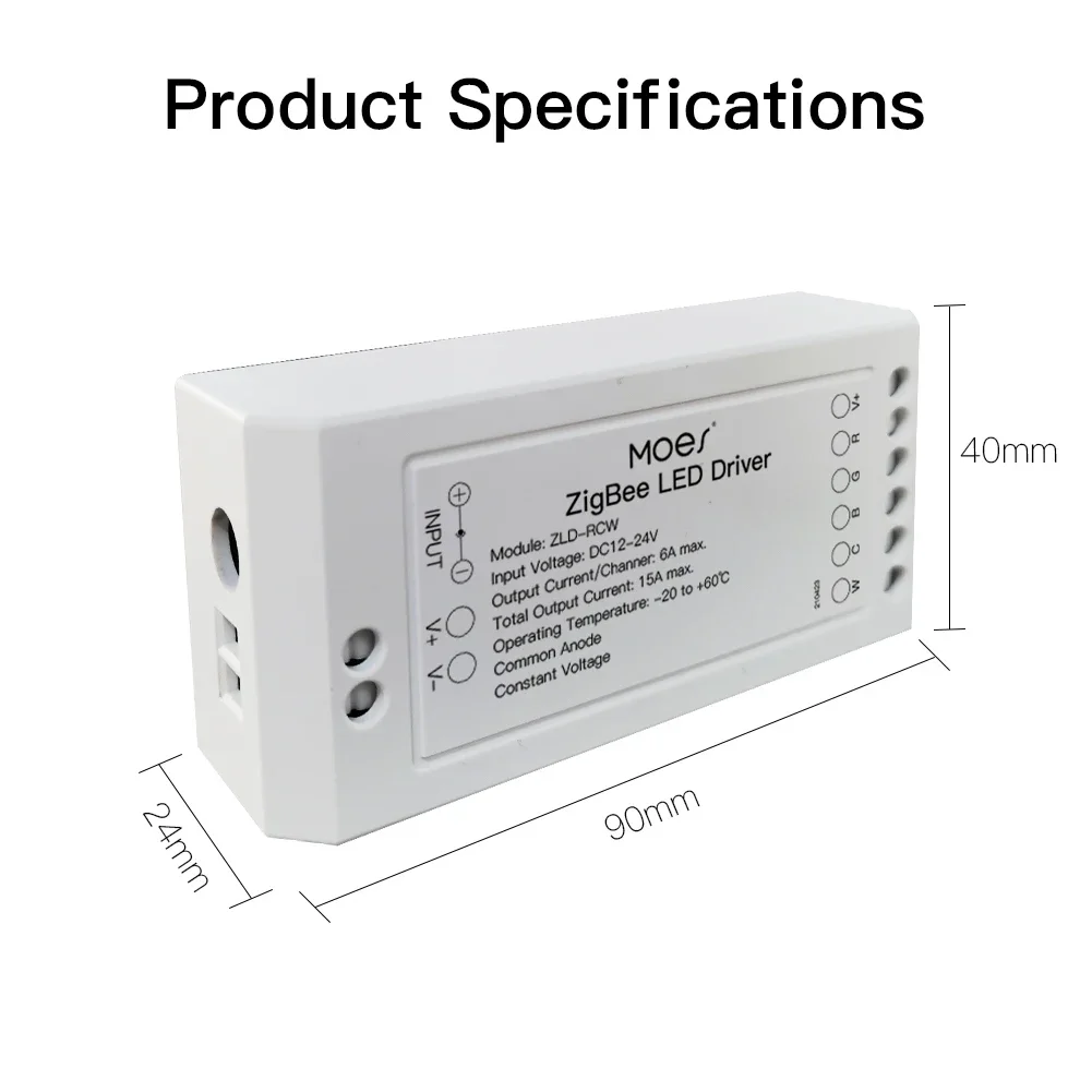 Moes ZigBee 스마트 조광기 모듈 스위치 RGB CCT, LED 스트립, 스마트 라이프, 투야 앱 제어, 알렉사 에코, 구글 홈