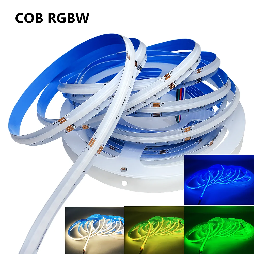 

FCOB RGBW LED Strip Light 5pin 12mm DC24V 784Leds/m 5m LED Flexible FOB COB RGBWW High Density RA90 Linear Dimmable LED Tape