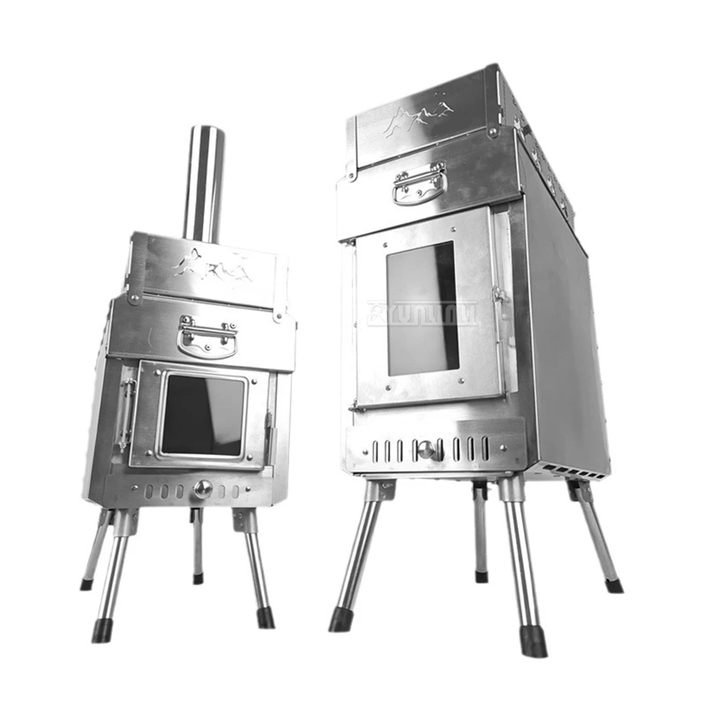 Stainless Steel Firewood Heating Stove Portable Camping Gear Folding Stove Outdoor Heating Stove 5