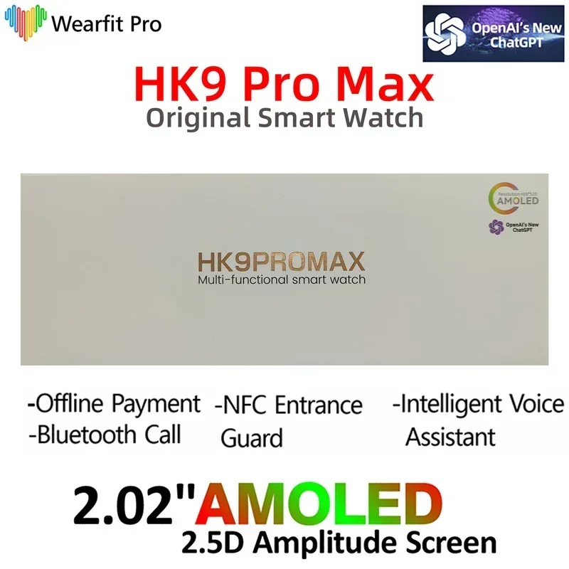 

Original HK9 Pro Max Smart Watch Women Men GPT Bluetooth call HK9Promax Smartwatch for Xiaomi PK HK8 N8 DT8 ZD8 W68 W59 DT7 H11