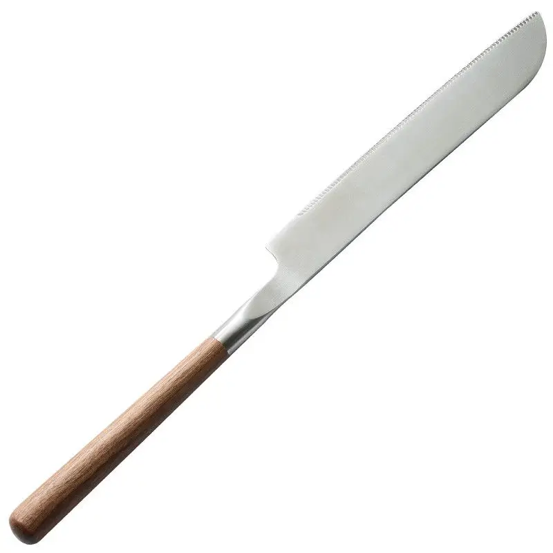 Knife Stainless Steel Serrated Creative Household Kitchen Baking Tools Multifunction Toast Cake Slicing Knife Walnut Long Han butter knife