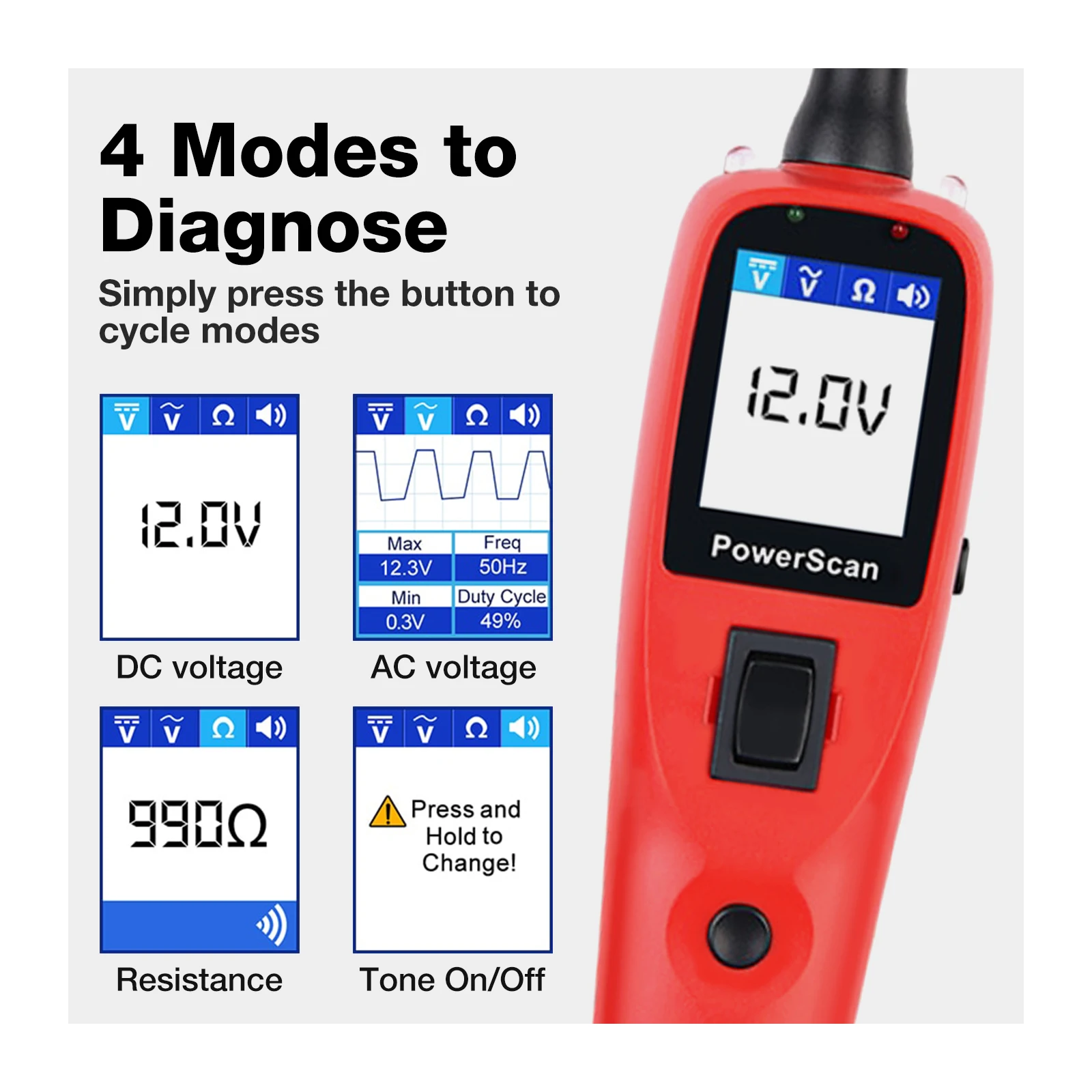 Autel PowerScan PS100 Circuit Tester 12V 24V Universal Automotive Power Circuit Probe Kit AC/DC/Continuity/Probe/Signal Test