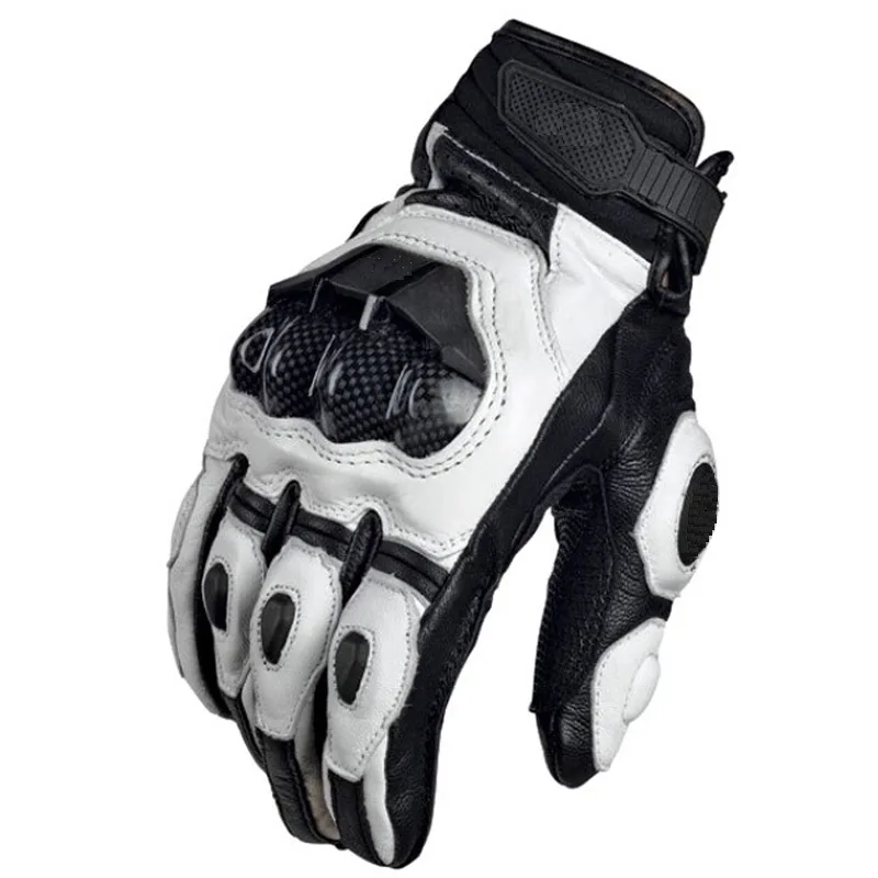 

Motorcycle Gloves Black Racing Genuine Leather Motorbike White Road Riding Team Glove Men Summer Winter