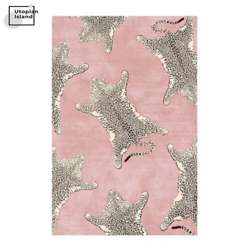 Leopard Carpet Soft Bedroom Carpet Nordic Plush Carpet Hair Baby Rugs Furry Babi Play Mat Pink Fluffy Carpets For Living Room 4