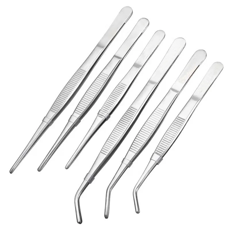 Tweezer Tool Stainless Steel Elbow Tweezers Aquarium Clip Long Tongs Medical Tweezers Forceps Pet Feeding Non slip