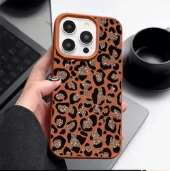 Minimalist Black Pink Leopard Print Lichee Pattern Phone Case for OPPO Reno13 F 5G (S25392)