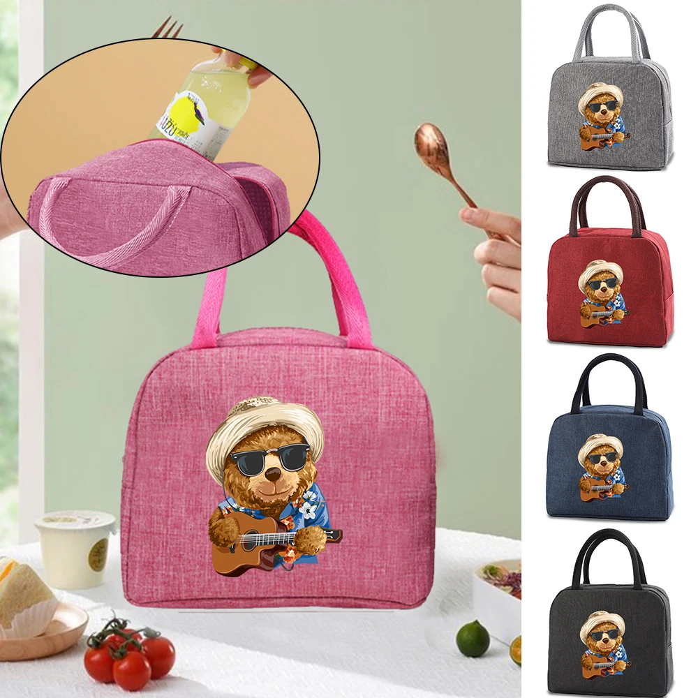 

Women's Insulated Lunch Bag Picnic Barbecue Thermal Lunch Bag Outdoor Food Cooler Storage Bags Portable Lunch Box Bento Bag