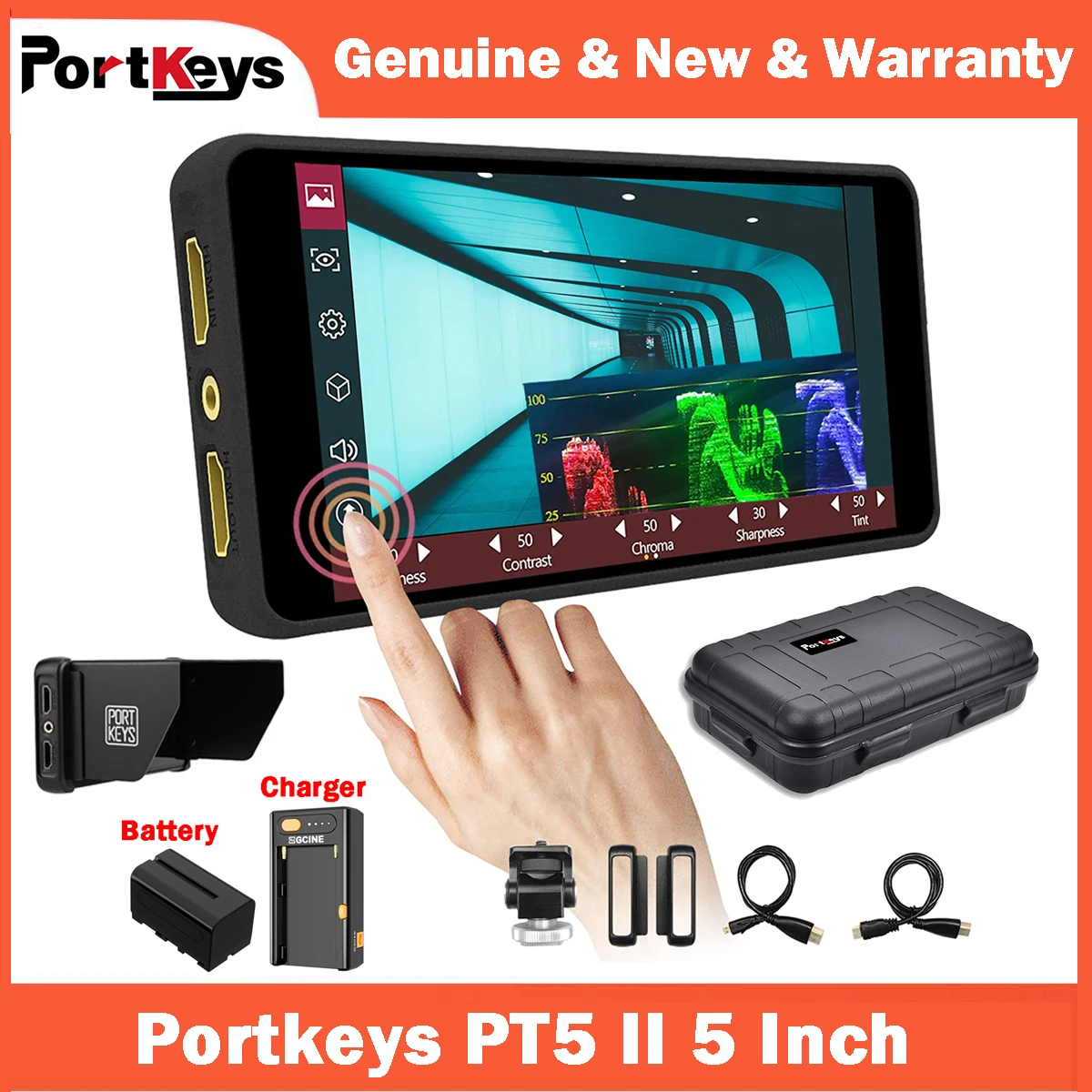 Portkeys Pt5 Ii Monitor Da 5 Pollici 4K Hdmi Touchscreen 500Nit Ultra-Sottile 3D Lut Ips Fhd 1920*1080 Per Fotocamera Dslr P6 Nuovo Aggiornato