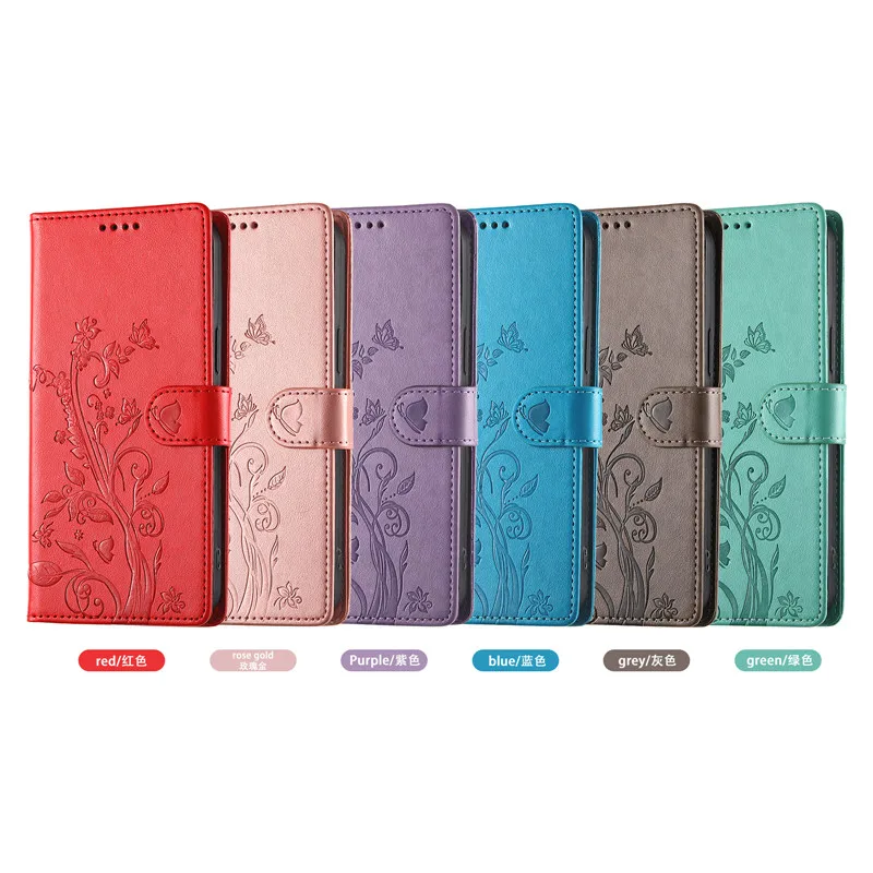 Deluxe Embossed Leather Flip Phone Case with Magnetic Wallet & Card Slot
