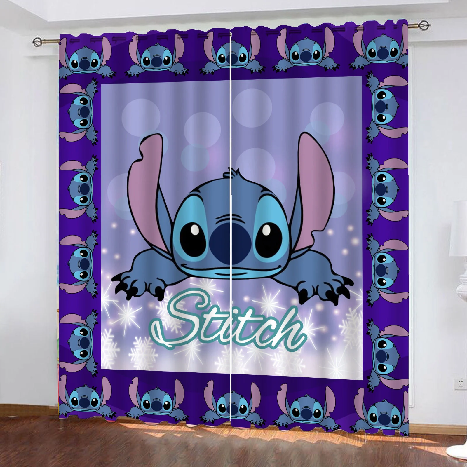 

Disney Stitch Cartoon Print Curtain Window Animation Blackout Bedroom Fashion Style Cute Home Decoration 100% Polyester