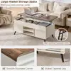 48" Lift Top Coffee Table with Slatted Sliding Door, Mid Century Modern Center Table with Hidden Storage Compartment 4