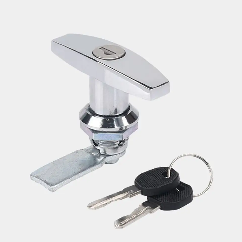 Cerradura Con Mango En T Para Puerta De Cobertizo, Remolque O Garaje | Kit Con 2 Llaves, Aleación De Zinc, Plateado