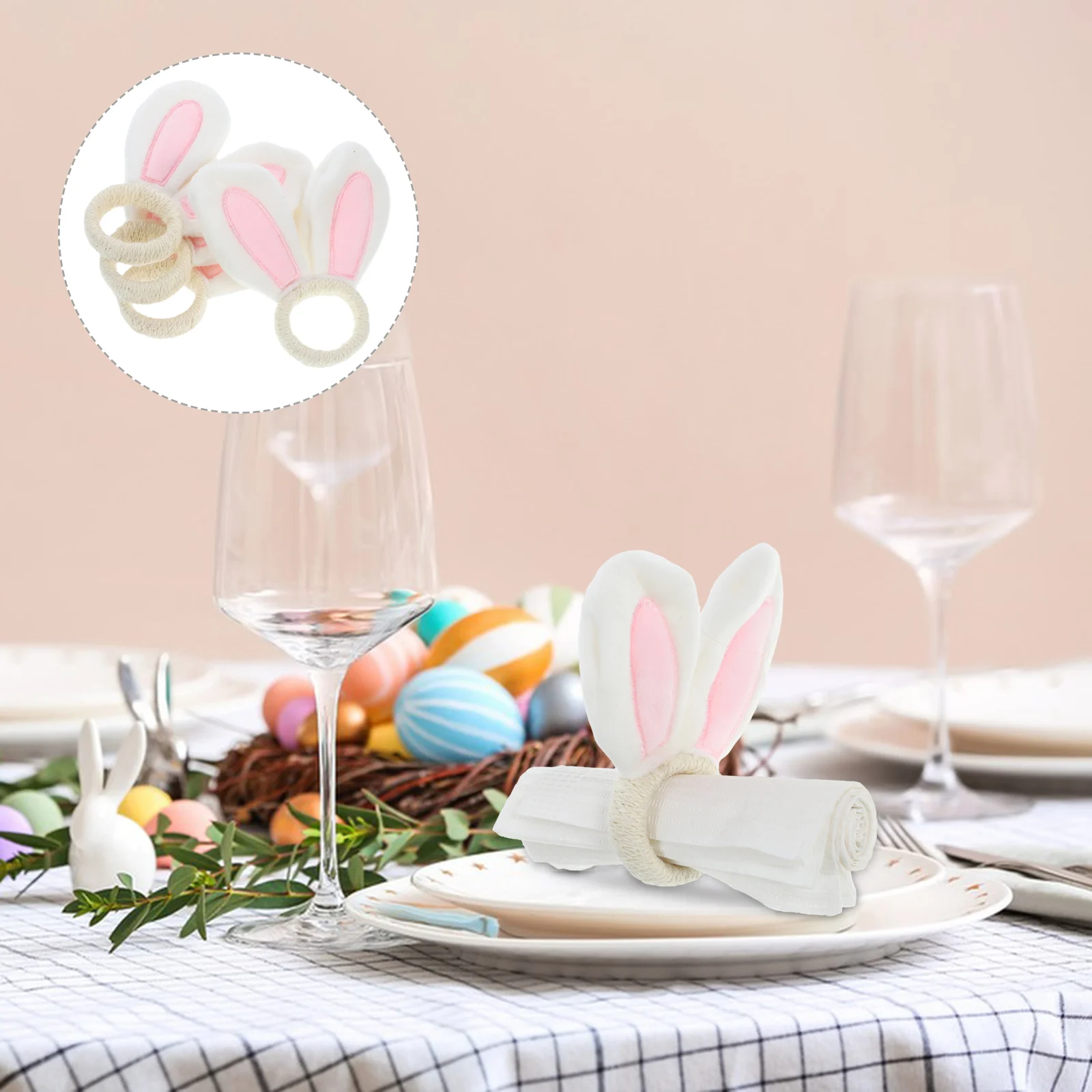 

4pcs Easter Napkin Buckle Farmhouse Napkin Rings Festival Bunny Ear Shaped Napkin Holders