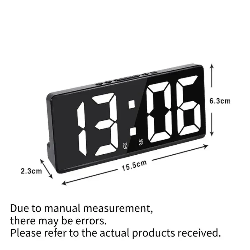 New Digital LED Desk Alarm Clock USB Snooze Night Temperature Mode Bedside Electronic Table Date Display Home Decor Large Screen 6