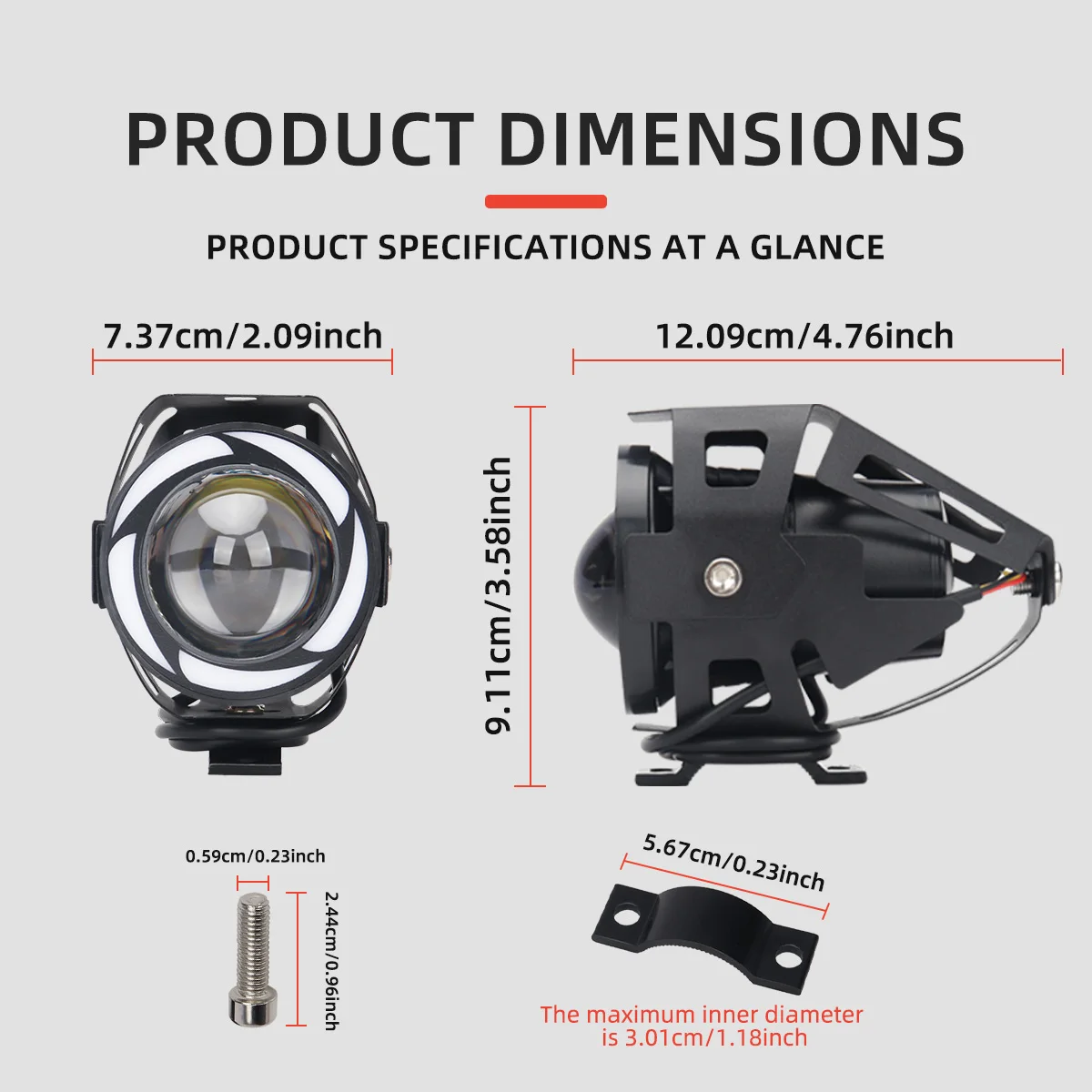 2pcs Mini U7 Angel Eye RGB Motorcycle Headlight LED Spotlight Fog lamp High low beams moto Headlamps lens scooter Driving lights