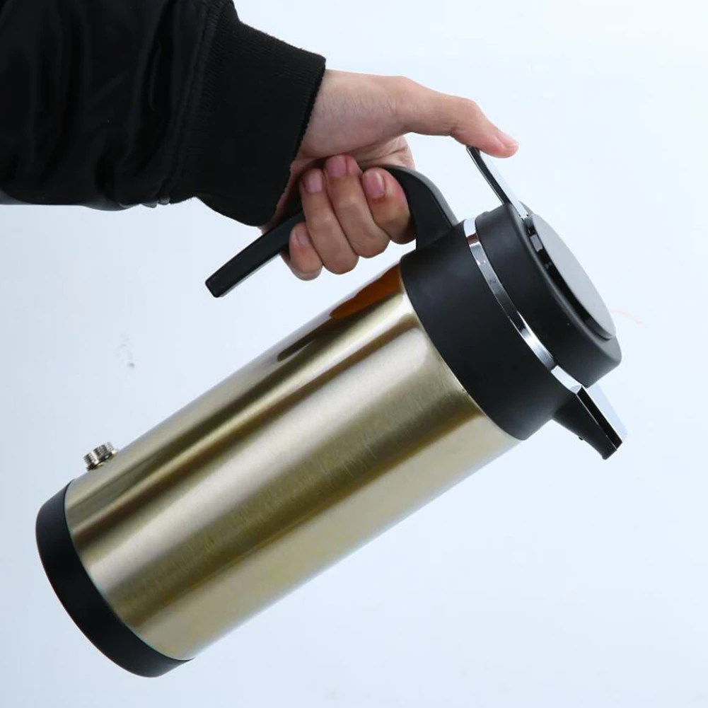 1200ML 차량용 휴대용 전기 주전자, 누수 방지 디자인, 12/24V 차/커피 주전자, 120/240W 자동 전원 차단 기능, 여행 및 가정용