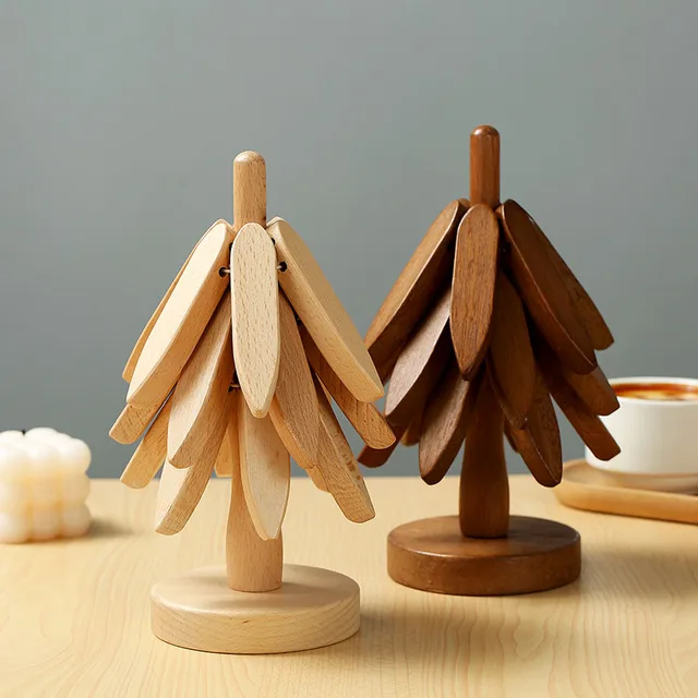 Tree shaped wooden trivet