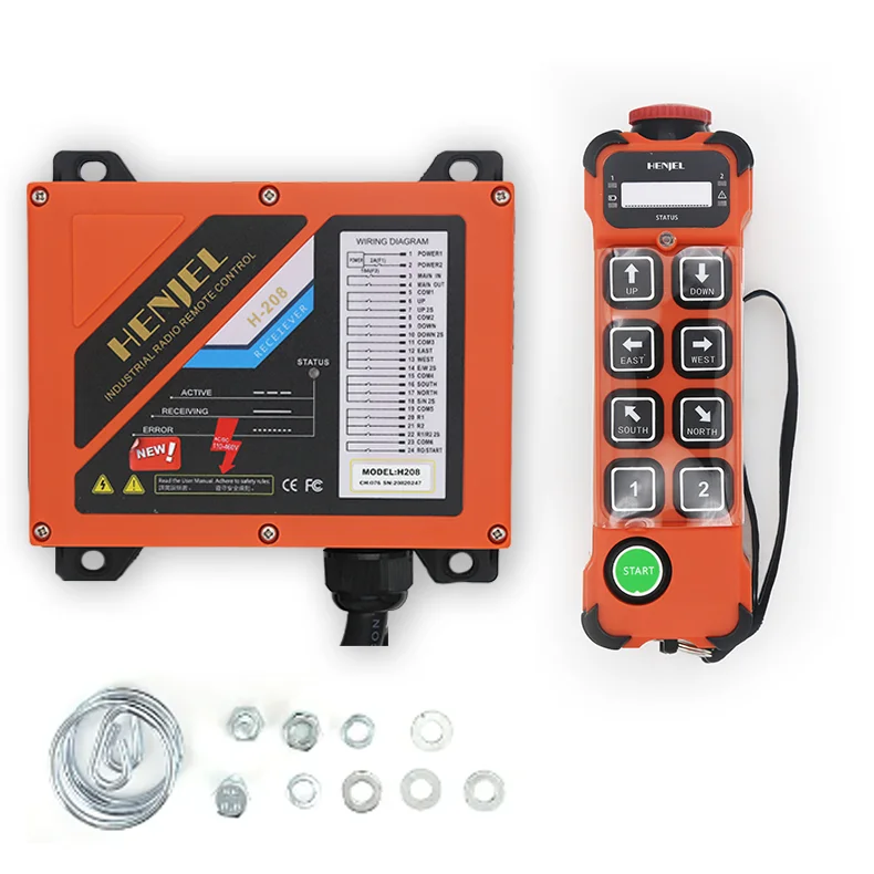 Henjel-dustproof e Interruptor Impermeável Controle Remoto Industrial Velocidade Dobro Guindaste sem Fio Ip65 12v 24v 110v H208
