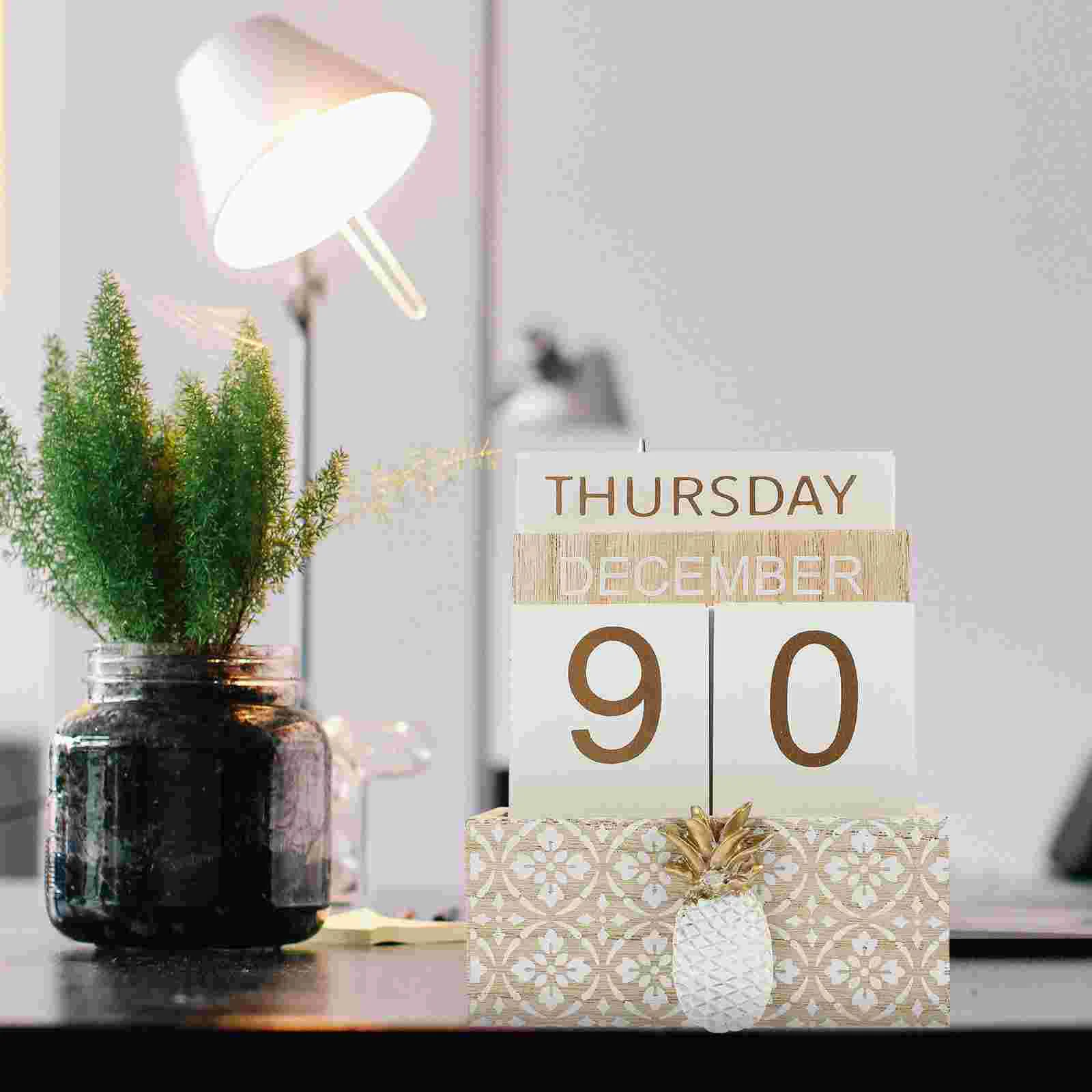 

Calendar Date Display Turn The Page Month Desktop Household Wooden Block Office Perpetual