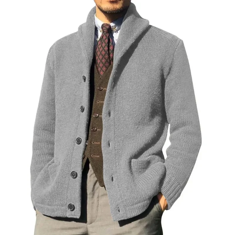 

2023 Winter Warm Lapel Cardigan Men Sweaters Jackets s Slim Fit Knitted Sweatercoat Thick Sweater Coat