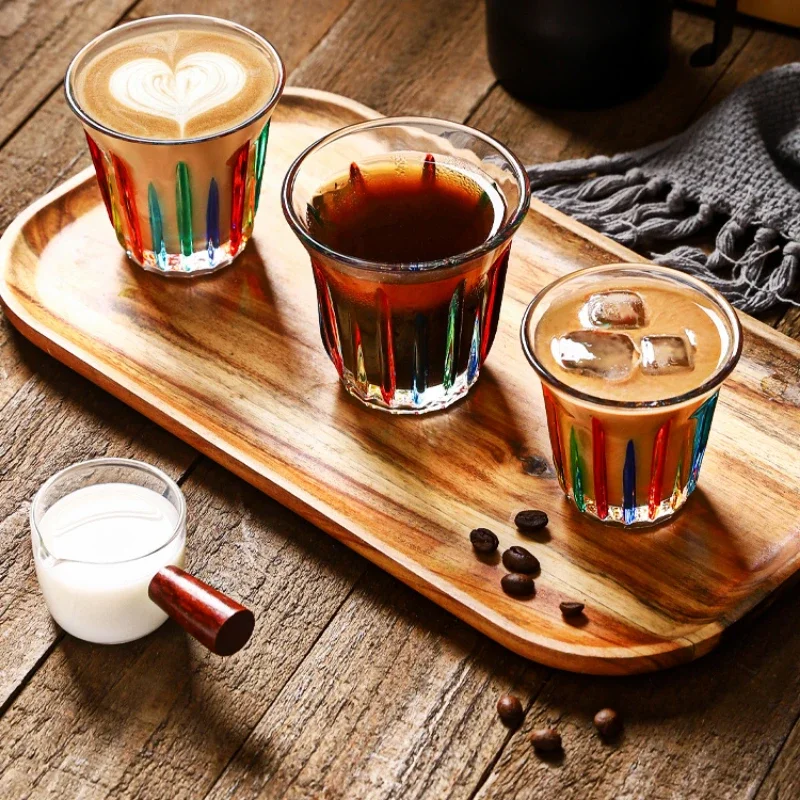Ins Popular Nordic Household Tableware Glass Tea Cups Coffee Cup Flower Tea Cup Light Luxury Afternoon Mug for Coffee Shop