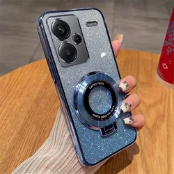 Luxury Glitter Magnetic Bracket Soft Silicone Case Holder for Redmi Note 13 5g (3)