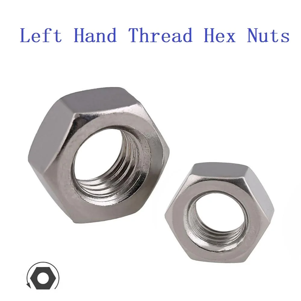 1 10pcs M4M20 Metric Left Hand Thread Hex Nut 304 Stainless Steel