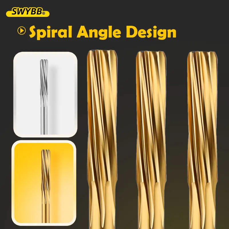 3mm 4mm 6mm 8mm 10mm TiN High Speed Steel Spiral Reamer Titanium Coated for Metal Precision H7 Reamer Cobalt Containing hss reamer,cobalt reamer,steel reamer tools