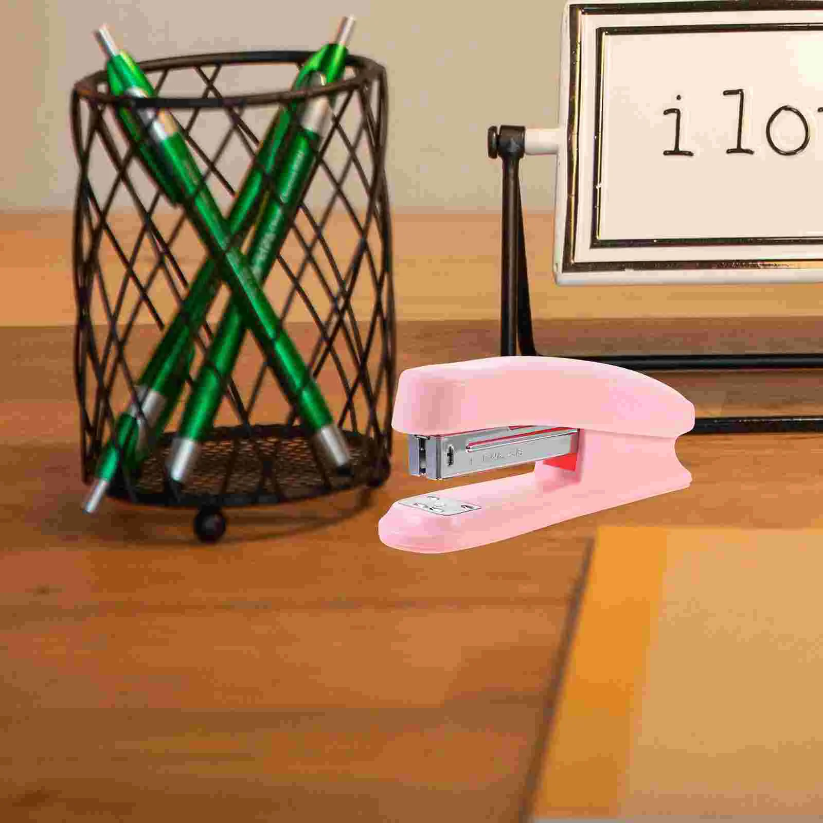 Office Supplies Stapler Classroom Gadgets Manual Compact Desk Essentials Pink Desktop Small
