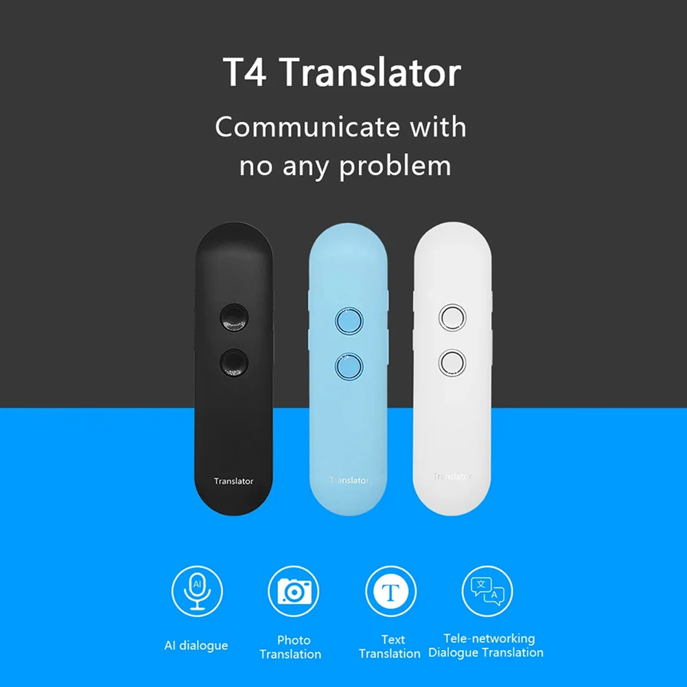 T4 Smart Translator 97 Languages Real-Time Translation Device Portable Voice Text Translator For Business Learning Travel